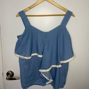 Chambray summer top! With fringe detailing